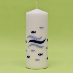 Kerze mit Wasserzeichen und Fischen 18070-0