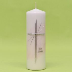 Kerze mit Kreuz und Schriftzug 220/70-0