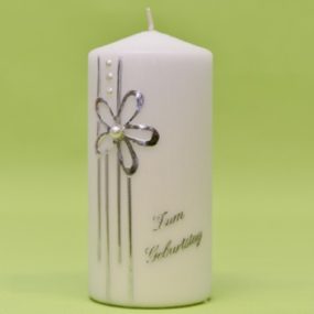 Kerze mit Blume und Perle 170/80-0